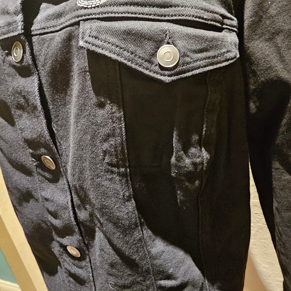 Cato S 26/28 Black Denim Jacket Embroidered Western Boho Y2K Revival Cowgirlcore - Picture 9 of 15
